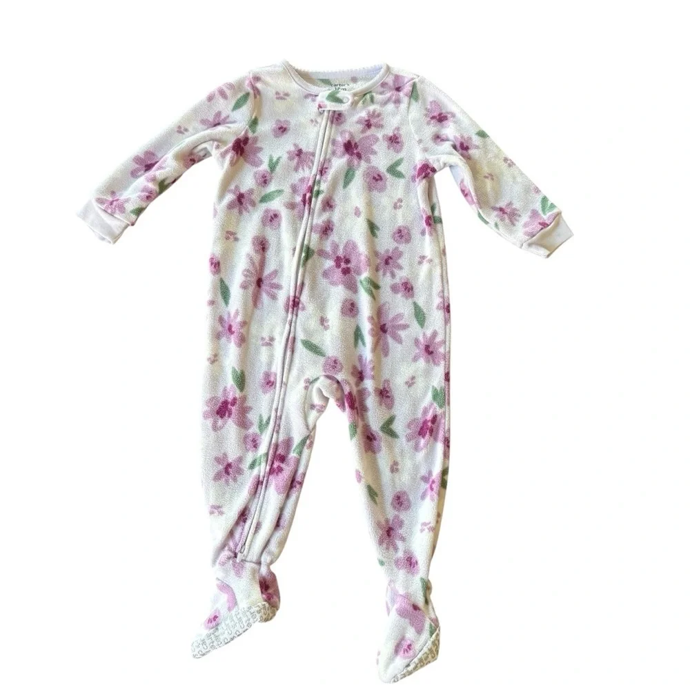 Carter’s Bundle Set 3PC Floral Hearts Pink Pajama Bodysuit Baby Girl 18M